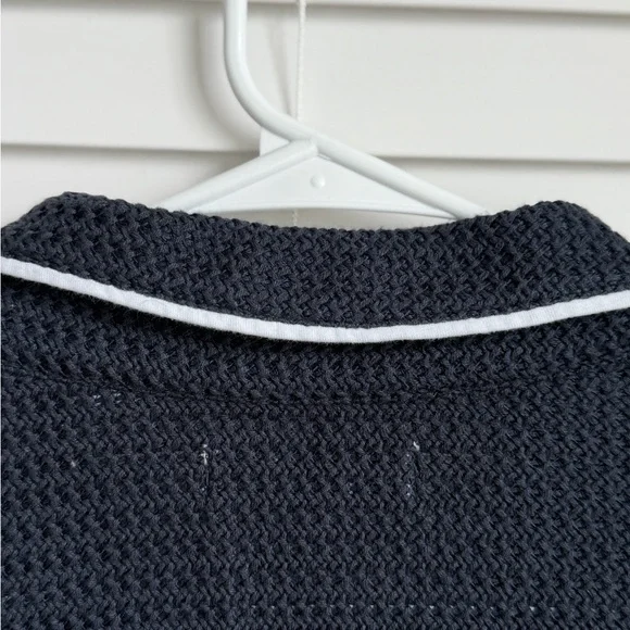 Men Original Penguin Navy Button-Down Waffle Short Sleeve Shirt with White Trim - Picture 7 of 7